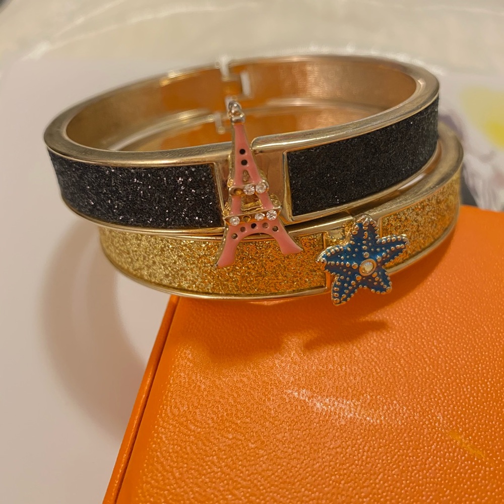 Betsy johnson glitter black Eiffel Tower bracelet